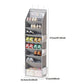 Black 8-Tier Over-the-Door Shoe Organizer with 7 Slanted & 1 Flat & 6 Side Pockets - Multi-Functional Wall Mount  for Shoes, Bags and Towels