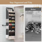 Black 8-Tier Over-the-Door Shoe Organizer with 7 Slanted & 1 Flat & 6 Side Pockets - Multi-Functional Wall Mount  for Shoes, Bags and Towels