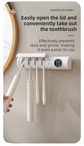 White 4-Slot Compact UV Toothbrush Sanitizer with Turbo Drying Fan & LCD Display - Anti-Dust Toothbrush Holder, 10-Minute One-Touch Deep Clean