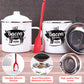 Retro 1200ML Enamel Lard Storage Jar - Acid & Alkali Resistant Oil Filter Pot with Fine Mesh Strainer & 17cm Scraping Spatula