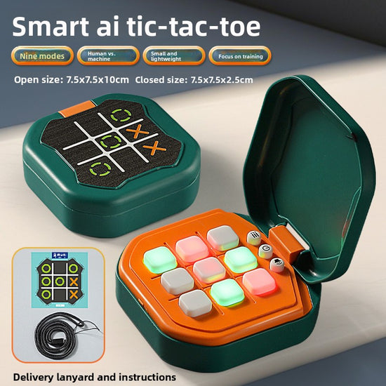 2 Pack Green AI Tic-Tac-Toe Handheld Game Electronic Logic Training Machine with 9 Game Modes and Light-up Buttons for Kids Age 3+ Australian Home Travel