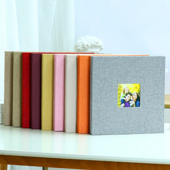 Green Linen Self-Adhesive Photo Album DIY Scrapbook with Cover Window 11x10.6 Inch for Family Wedding Travel Memories Preservation Australian Home