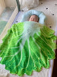 Cute Cabbage-Shaped Fleece Blanket – Fun and Cozy Throw for Naps, Office Use, Air Conditioning, or Baby Swaddling (Green & White)(180cm*180cm)
