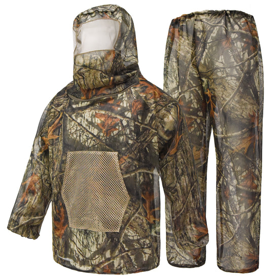 Legendary Ancient Tree Camouflage 2.0 Camouflage Mosquito Repellent Suit Ultra-Fine Mesh Hooded Ghillie Suit for Outdoor Hunting Camping Fishing and Beekeeping(XL/XXL)