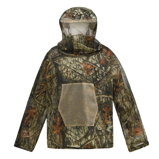 Withered grass Camouflage Mosquito Repellent Suit Ultra-Fine Mesh Hooded Ghillie Suit for Outdoor Hunting Camping Fishing and Beekeeping(XL/XXL)