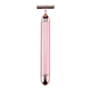 Rose Gold Electric T-Shape Facial Massage Bar Waterproof Gold Tone Beauty Roller for Daily Skincare and High Frequency Vibration