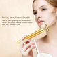 Rose Gold Electric T-Shape Facial Massage Bar Waterproof Gold Tone Beauty Roller for Daily Skincare and High Frequency Vibration