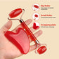 Pink Dual-Head Resin Facial Roller and Heart-Shaped Gua Sha Set for Home SPA Skincare and Face Neck Massage