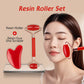 Double Green Dual-Head Resin Facial Roller and Heart-Shaped Gua Sha Set for Home SPA Skincare and Face Neck Massage