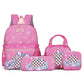 Pink Merlot  4-Piece Large Capacity School Backpack Set for Primary Students Years 3-6 Durable Nylon Lightweight Rucksack with Handbag for Daily Australian School Life