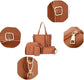 Pink 4-Piece Women Bag Set Lychee Grain PU Leather Large Capacity Tote Shoulder Bag Crossbody Clutch and Card Holder for Daily Travel and Work Use