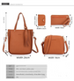 Pink 4-Piece Women Bag Set Lychee Grain PU Leather Large Capacity Tote Shoulder Bag Crossbody Clutch and Card Holder for Daily Travel and Work Use