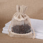 Brownish-gray 10 Pack Linen Canvas Drawstring Gift Bags with Lace Trim and Mesh Window 10x14cm Elegant Pouches for Jewelry Wedding Favours and Sachets