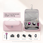 Pink Portable Hair Dryer and Curler Storage Bag Waterproof PU Leather Travel Case with Hanging Hook for Local Professionals and Modern Lifestyles