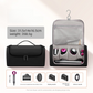 Black Portable Hair Dryer and Curler Storage Bag Waterproof PU Leather Travel Case with Hanging Hook for Local Professionals and Modern Lifestyles