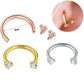 2-PCS Champagne G23 Titanium Horseshoe Ring with 5A Zircon Internal Thread for Nose Ear Lip Septum Piercing Hypoallergenic Jewelry for Local Trendsetters