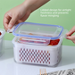 Blue 3-Piece Refrigerator Food Storage Container Set with Drain Basket and Airtight Lid 850ml 1750ml 3300ml Stackable Produce Saver for Local Homes