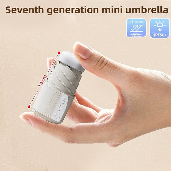 White Compact Mini Umbrella with UPF50+ UV Protection and Lightweight Design for Daily Use in Urban and Outdoor Settings Local Standard Fit