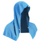 Light blue Instant Cooling Hooded Towel U-Shaped Sun Protection Quick Dry Scarf with Carabiner Pouch for Local Outdoor Sports and Gym Workouts