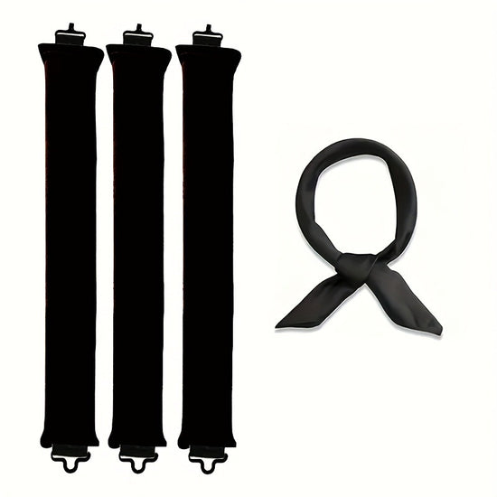 Black Heatless Hair Curler 2 Pack with Satin Scarf and Soft Sponge Rollers for Overnight Big Waves Damage-Free Styling Solution for Local Professionals