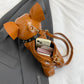 Brown French Bulldog Shaped Crossbody Bag PU Leather Animal Design for Daily Outings Fashionable and Lightweight Accessory for Local Trendy Women