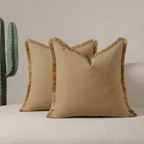 Yellow 2 Pack Bohemian Tassel Pillowcases Soft Washed Cotton Cushion Covers for Living Room Sofa Elegant Decor Solution for Local Standard Home Environments