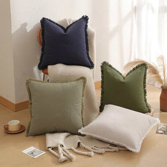 Grey 2 Pack Bohemian Tassel Pillowcases Soft Washed Cotton Cushion Covers for Living Room Sofa Elegant Decor Solution for Local Standard Home Environments