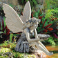 Resin Fairy Garden Statue with Sunflower Bowl Seated Design for Outdoor Decorative Use Ideal for Home and Garden Spaces Local Standard Fit