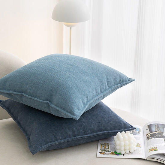 Olive green Nordic Herringbone Chenille Pillowcases 2 Pack 45x45cm for Sofa and Bed Soft Decorative Cushion Covers No Inserts Included Local Standard Fit Home Styling