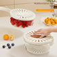 Brown large Multi-functional Fruit and Vegetable Washing Bowl with Lid and Hidden Handle Double-Layer Drainage Container for Refrigerator Storage and Outdoor Picnic Efficient Food Preservation for Local Standard Kitchens