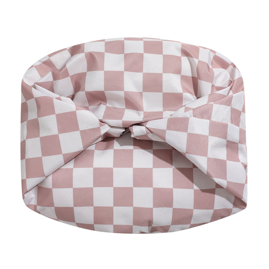 Coffee Grid Premium Double-Layer Waterproof Shower Cap for Women Long Hair Protection Stylish Reusable Bath Hat for Professional Hair Care at Local Spas and Homes
