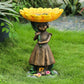 Girl Resin Bird Feeder with Natural Stump Design for Garden and Outdoor Decor, Ideal for Attracting Birds and Enhancing Yard Aesthetics