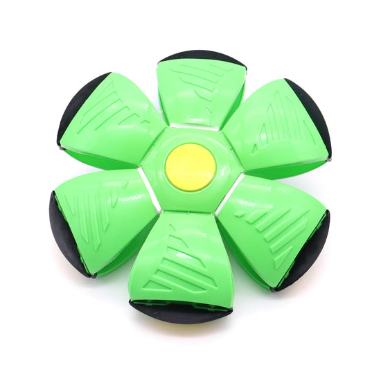 Green Transformable Dog Toy – Dual-Mode Bouncing Ball & Flying Disc for Interactive Play, Durable Chewing, and Mental Stimulation