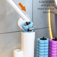 White Disposable Toilet Brush Set with Built-in Cleaner – Wall-Mountable, No-Drill Bathroom Cleaning Kit with Replaceable Heads(5 ocean-cleaning cotton pads)