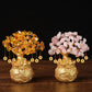 Pink Handcrafted Crystal Tree Ornament – Resin Money Bag Base with Hanging Coin Charms for Home & Office Decor