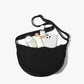 Black Lightweight Nylon Crossbody Bag – Compact Saddle Style with Adjustable Strap for Everyday Use
