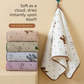 5-Pack Coffee color Soft Absorbent Face Towels with Bear Pattern Design – Quick-Drying Plush Towel Set for Bath and Daily Use