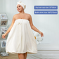 Blue Plus Size Bath Wrap Dress with Adjustable Elastic Waist and Bow Detail – Soft Absorbent Towel Robe for Post-Shower Comfort