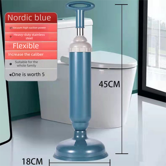 Blue High-Pressure Toilet Plunger with Vacuum Seal – Powerful Drain Unclogger for Toilets, Sinks & Drains (45cm)