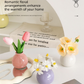 Ceramic Vase with Artificial Flowers Set – Mini Decorative Pot for Home Living Room or Desk Display(Dark pink vase and tulips)