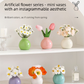 Ceramic Vase with Artificial Flowers Set – Mini Decorative Pot for Home Living Room or Desk Display(Dark pink vase and tulips)