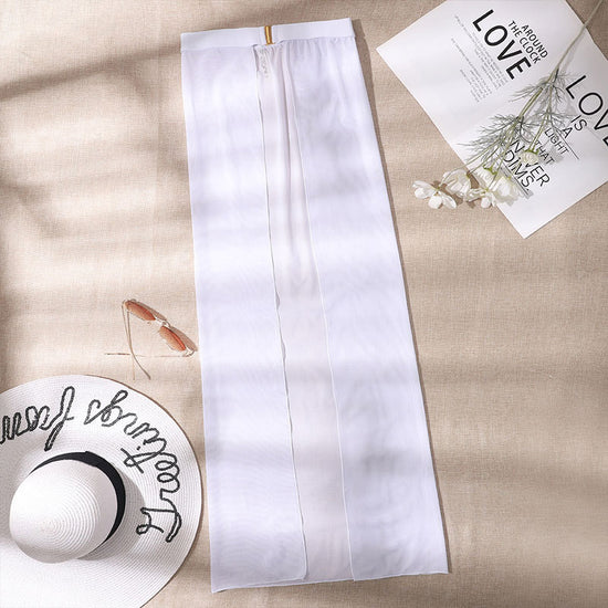 White High-Waisted White Swim Skirt with Gold Buckle Belt – Elegant Long Beach Cover-Up for Women, Ideal for Poolside and Tropical Vacations(Size: S)