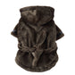 Army green Cozy Pet Bathrobe Sleepwear – Plush Fleece Dog Robe with Hood and Adjustable Waistband for Small to Medium Breeds(Size:L)