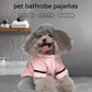 Grey Cozy Pet Bathrobe Sleepwear – Plush Fleece Dog Robe with Hood and Adjustable Waistband for Small to Medium Breeds(Size:L)