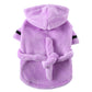 Purple Cozy Pet Bathrobe Sleepwear – Plush Fleece Dog Robe with Hood and Adjustable Waistband for Small to Medium Breeds(Size:XL)