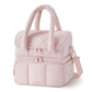 Pink Double-Layer Insulated Lunch Bag – Quilted Design with Top and Bottom Compartments, Shoulder Strap, and Smooth Two-Way Zippers