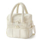 Beige Double-Layer Insulated Lunch Bag – Quilted Design with Top and Bottom Compartments, Shoulder Strap, and Smooth Two-Way Zippers