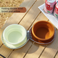 Brown and yellow Portable Foldable Dual Bowl for Pets – Silicone Feeding and Water Dish with Compact Storage Design