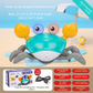Upgraded Induction Crawling Crab Baby Toy with Silent Mode & Speed Control USB-C Rechargeable Obstacle Avoidance Tummy Time Pet Sky Green