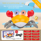 Upgraded Induction Crawling Crab Baby Toy with Silent Mode & Speed Control USB-C Rechargeable Obstacle Avoidance Tummy Time Pet Sun Orange